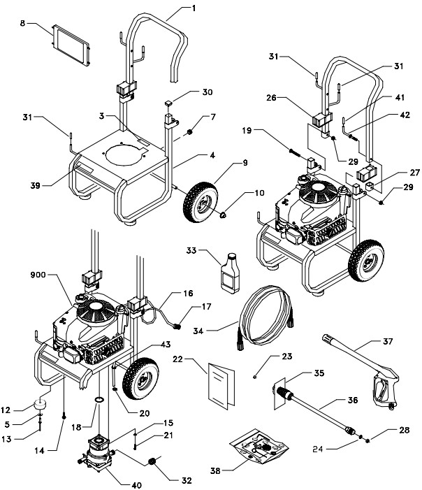 B & S Pressure Washer model 1670-0 replacement parts and upgrade pumps for sears craftsman power washers.